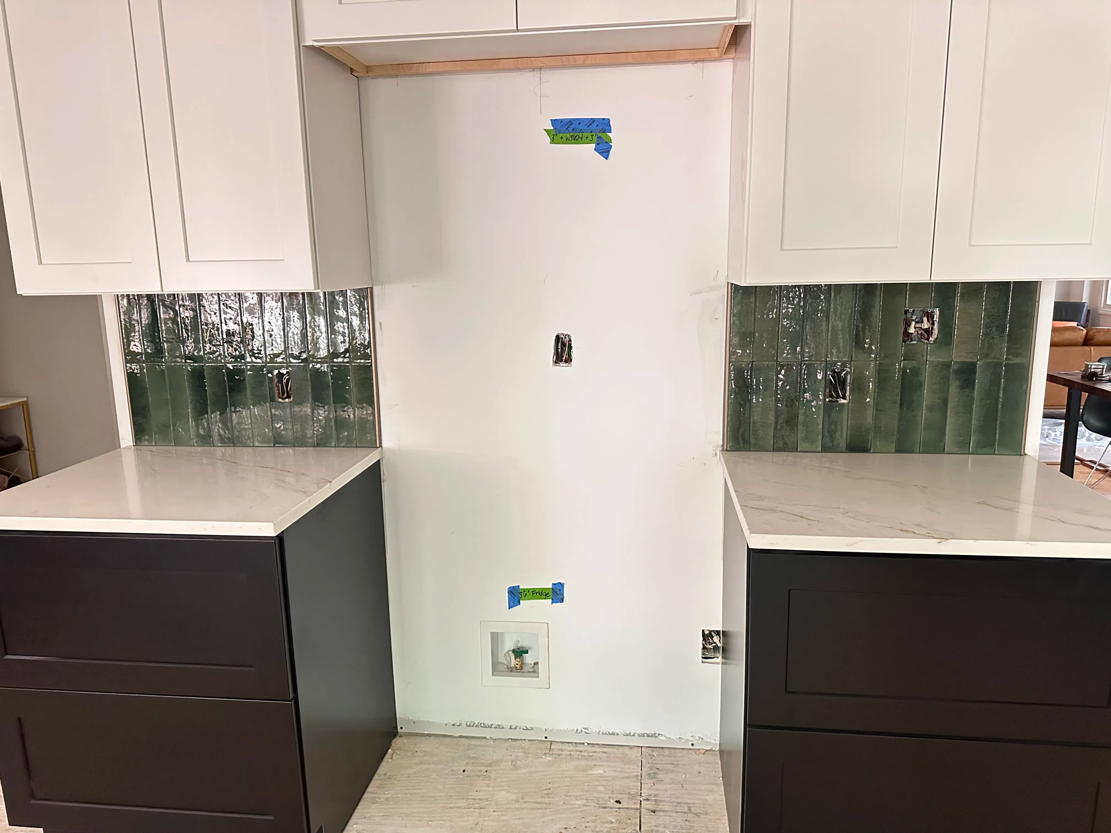 Project Bold Green Backsplash Kitchen Remodel Almost Complete image