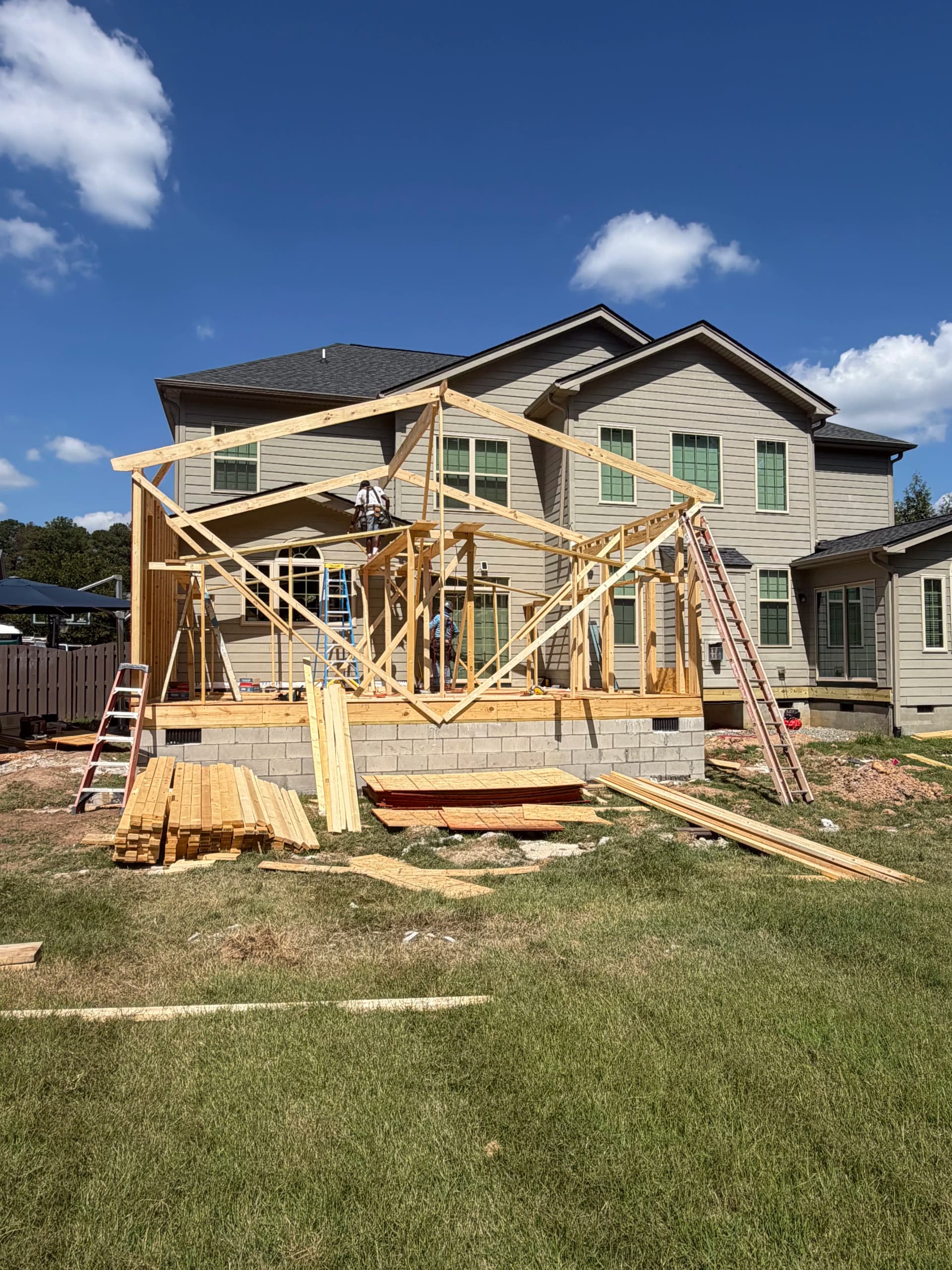 Gallery photos for Framing Up a Sunroom, Wraparound Deck, and Outdoor Kitchen Addition: Image #1
