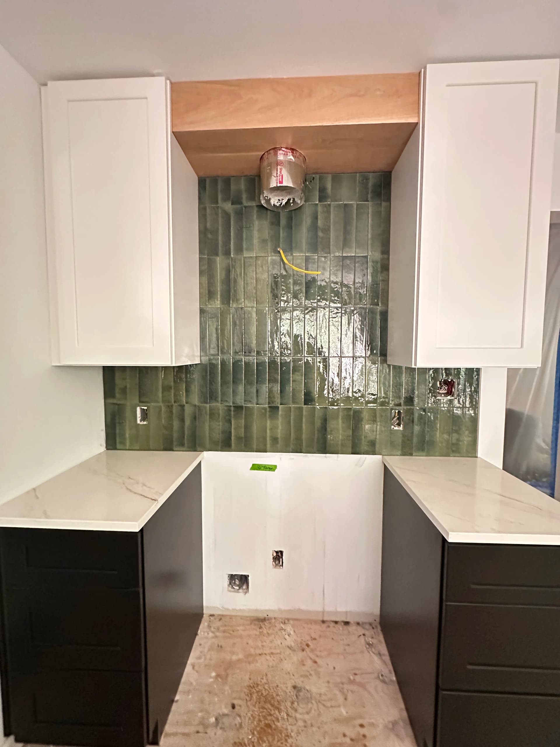 Gallery photos for Bold Green Backsplash Kitchen Remodel Almost Complete: Image #2