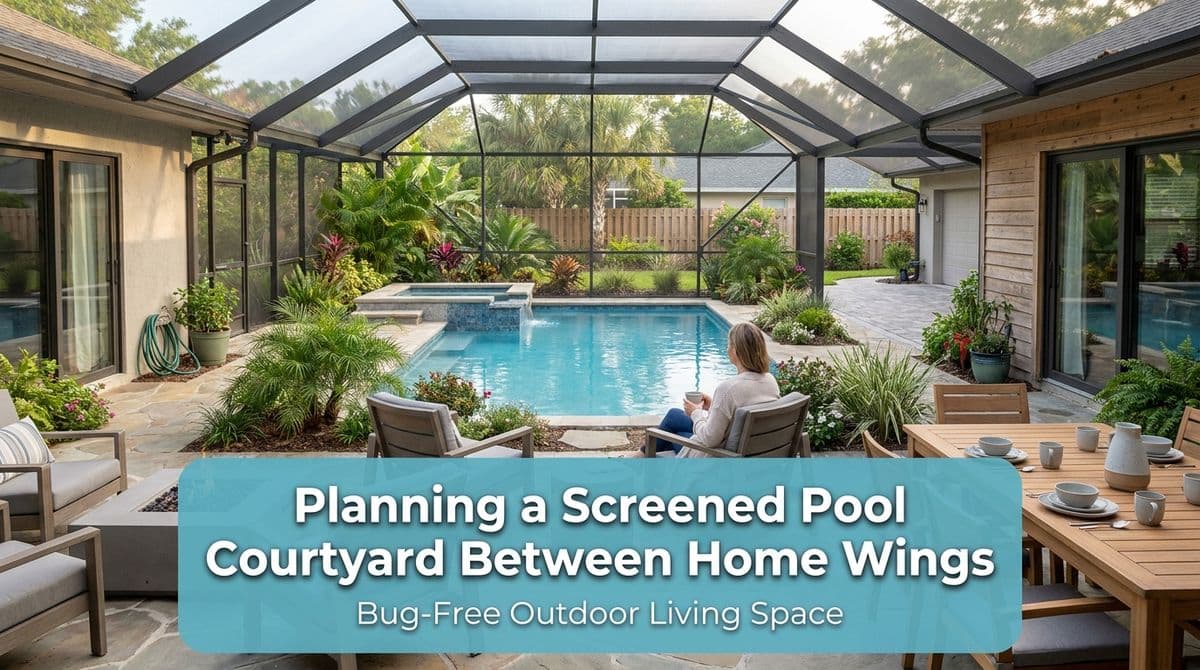 Planning a Screened Pool Courtyard Between Home Wings image